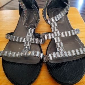 Avenue Cloud Walker Dress Sandals Black w/Mirrored Bling  Size 12W